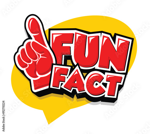 Fun fact speech bubble. Vector cartoon icon with fans finger on transparent background