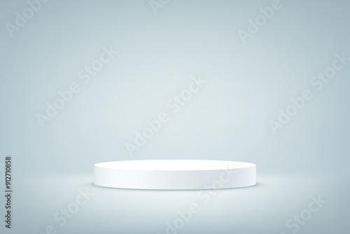 Gray studio room background. Gray background vector 3d with white podium. Empty room with light effect. Space for selling products on the website. Vector illustration
