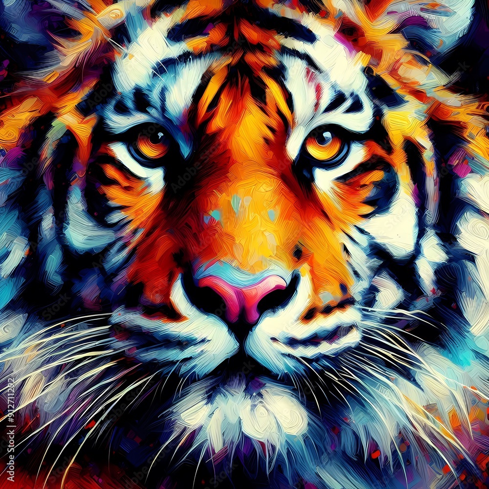 colorful pattern design tiger face art colorful pattern design tiger face art