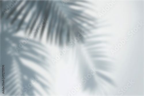 Blurred palm leaves silhouette with soft shadows, tropical theme