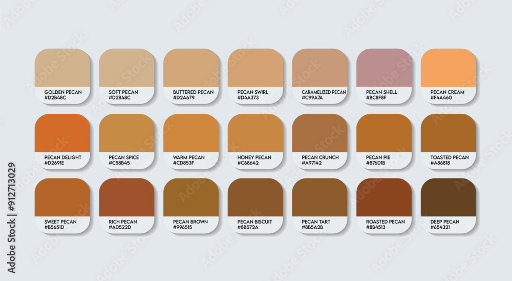 Pecan Color Palette, Pecan Color Guide Palette with Color Names ...