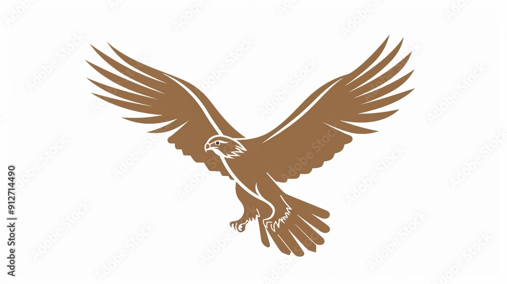 Fototapeta premium Elegant line art of an eagle with wings spread wide.