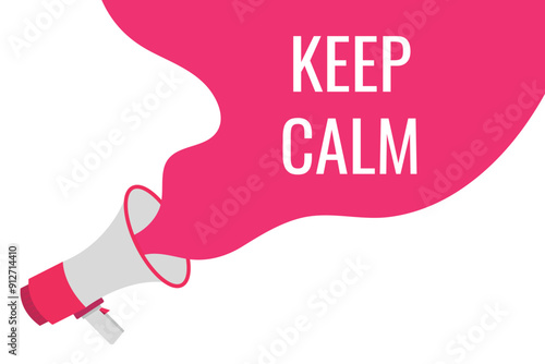 keep calm button, banner, label, template for website. keep calm text with colorful megaphone icon
