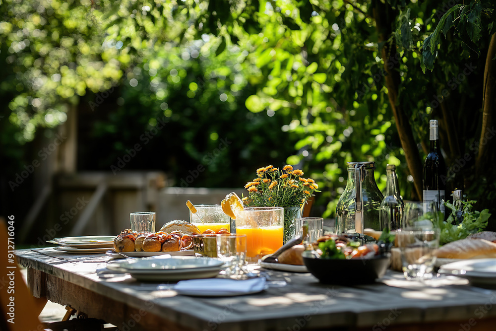 Table setting for a dinner in the summer garden. Eat outside day on 31th August Table setting for a dinner in the summer garden. Eat outside day on 31th August
