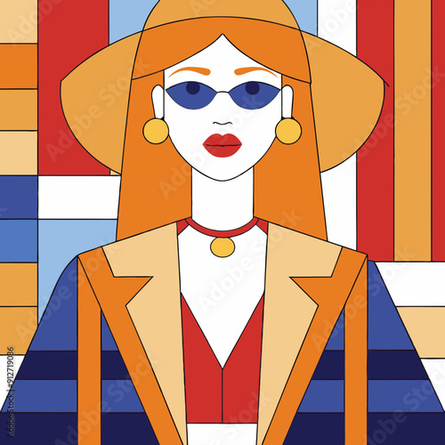 "Stylized Fashion Illustration with Accessories"