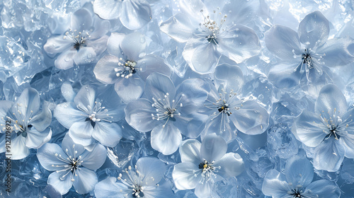 Close Up of Blue Flowers Generated Ai