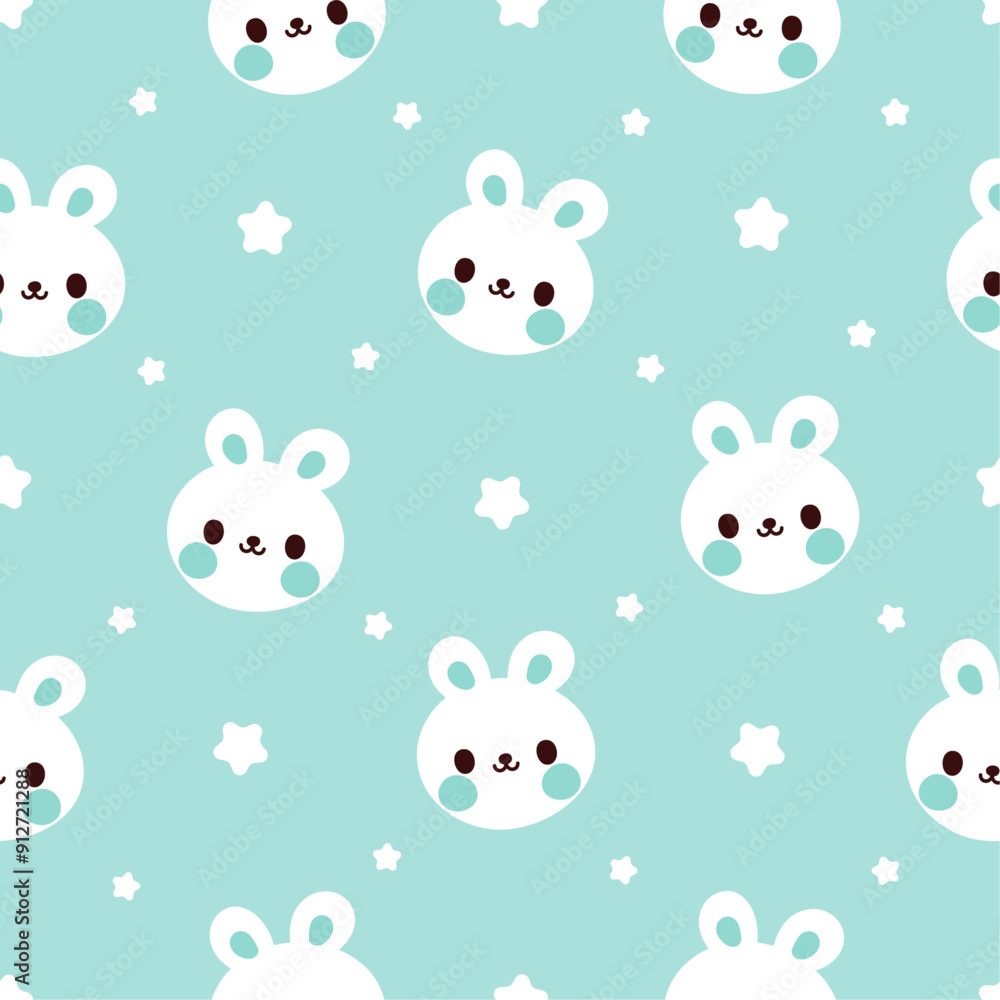 custom made wallpaper toronto digitalVector cute bunny pattern. Cartoon pastel blue baby print pattern illustration. Kid animal seamless pattern for fabric, wrapping paper, textile, and more.