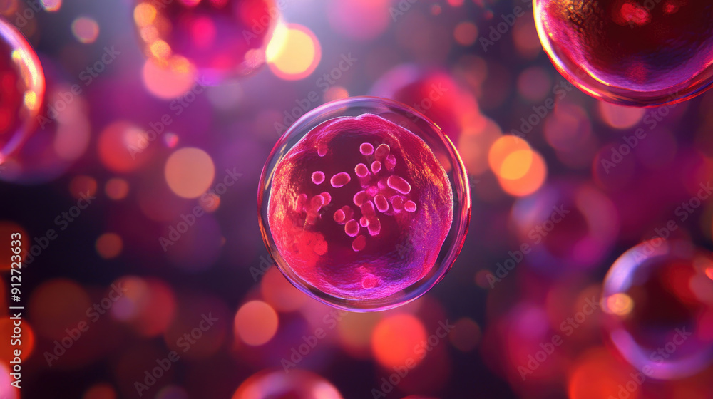 3D Illustration of Human Cell or Embryonic Stem Cell Microscope Background 3D Illustration of Human Cell or Embryonic Stem Cell Microscope Background