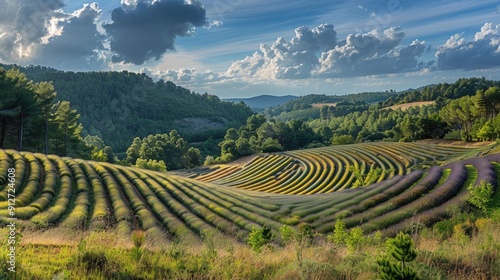 Rolling hills of lavender fields in Provence