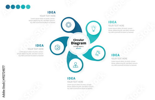 Modern minimalist elegant clean circular steps editable infographic design template vector