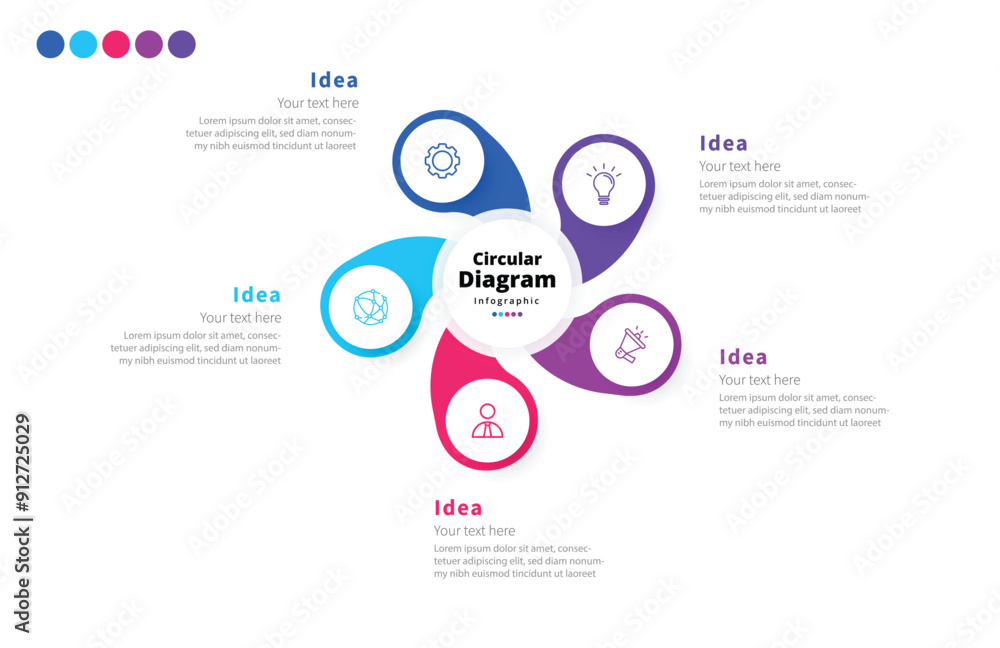 Modern minimalist elegant clean circular steps editable infographic design template vector Modern minimalist elegant clean circular steps editable infographic design template vector