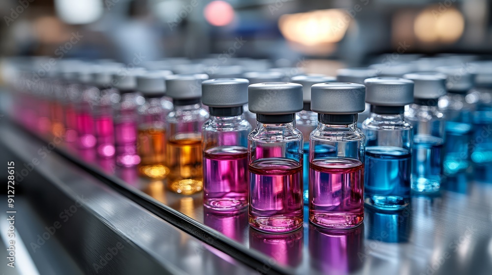 Photo of neatly arranged sterilization trays with bottles and syringes, demonstrating precision and cleanliness. Photo of neatly arranged sterilization trays with bottles and syringes, demonstrating precision and cleanliness.