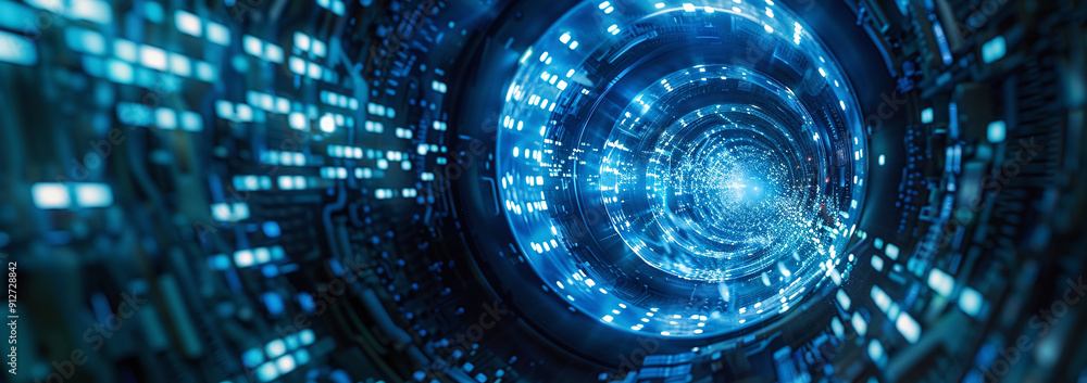 Futuristic Blue Data Stream Tunnel Futuristic Blue Data Stream Tunnel