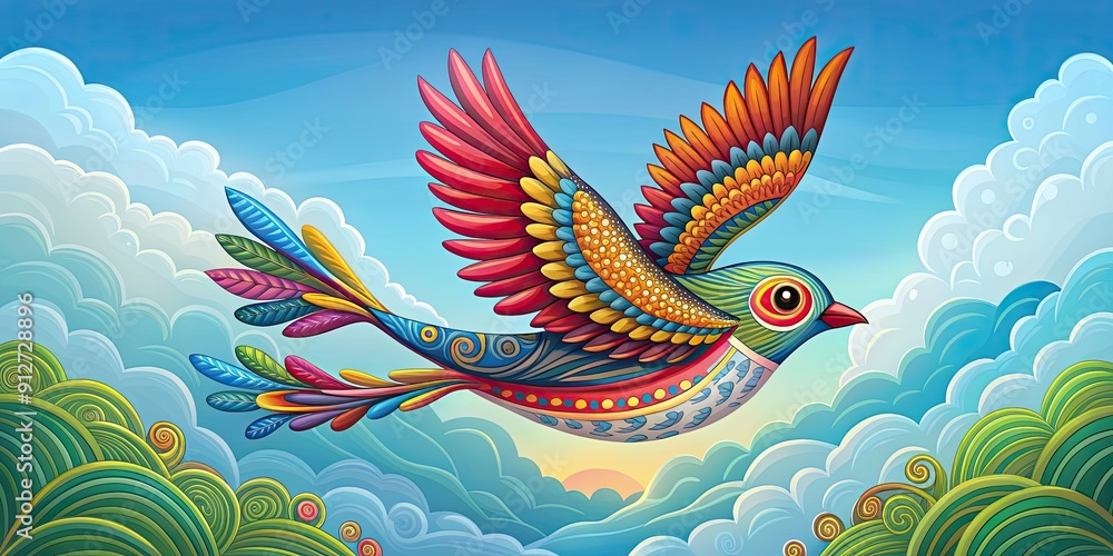 Colorful of a bird flying in a vibrant and whimsical style, bird, colorful,flying, vibrant, whimsical, animal, feathers, art Colorful of a bird flying in a vibrant and whimsical style, bird, colorful,flying, vibrant, whimsical, animal, feathers, art