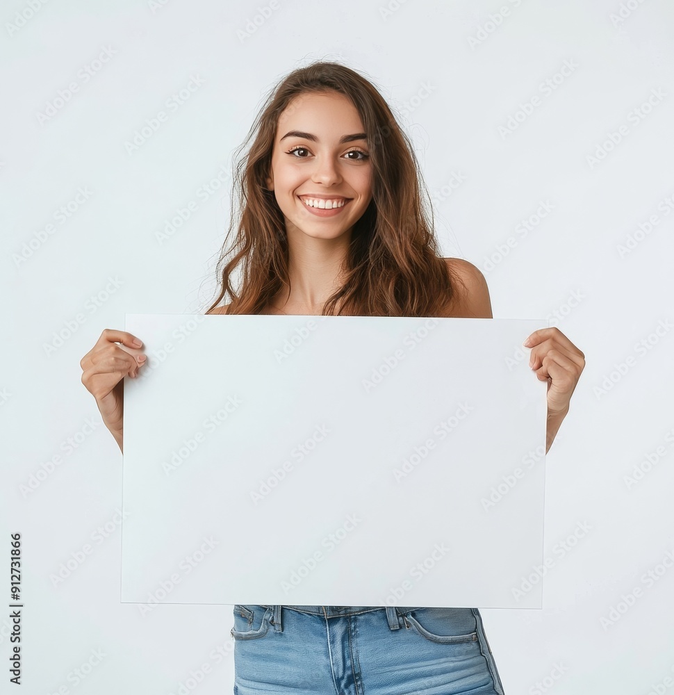 Fototapeta premium woman holding a blank sign