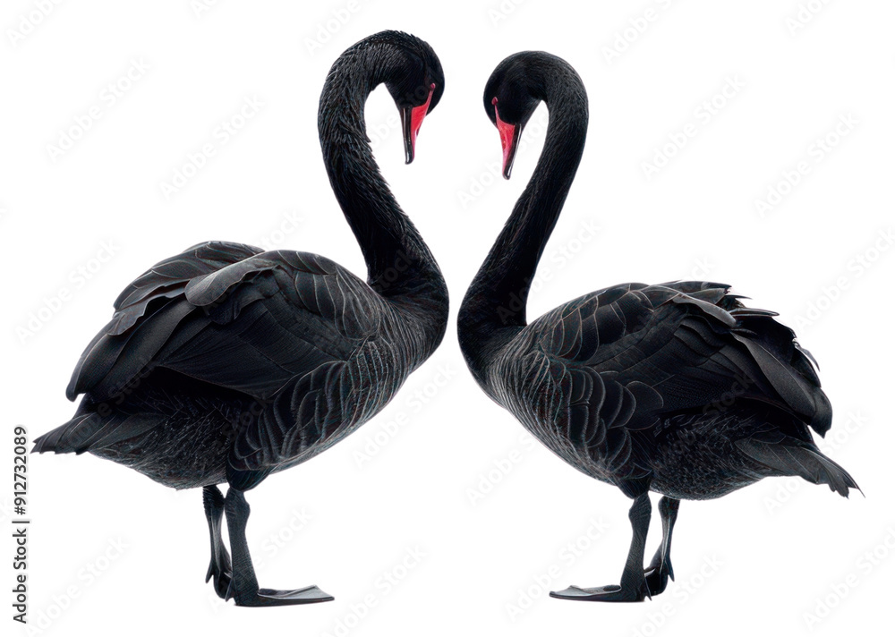 Fototapeta premium PNG Elegant black swans mirrored symmetry