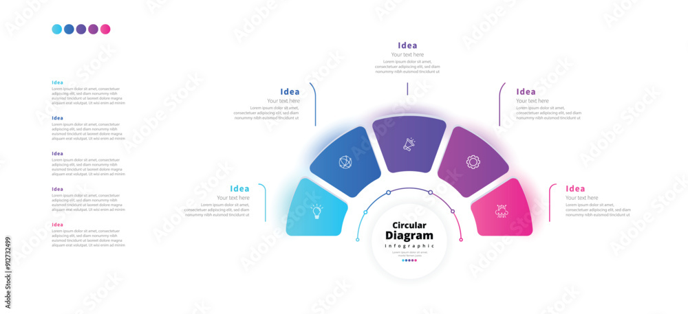 Modern minimalist elegant clean circular steps editable infographic design template vector Modern minimalist elegant clean circular steps editable infographic design template vector