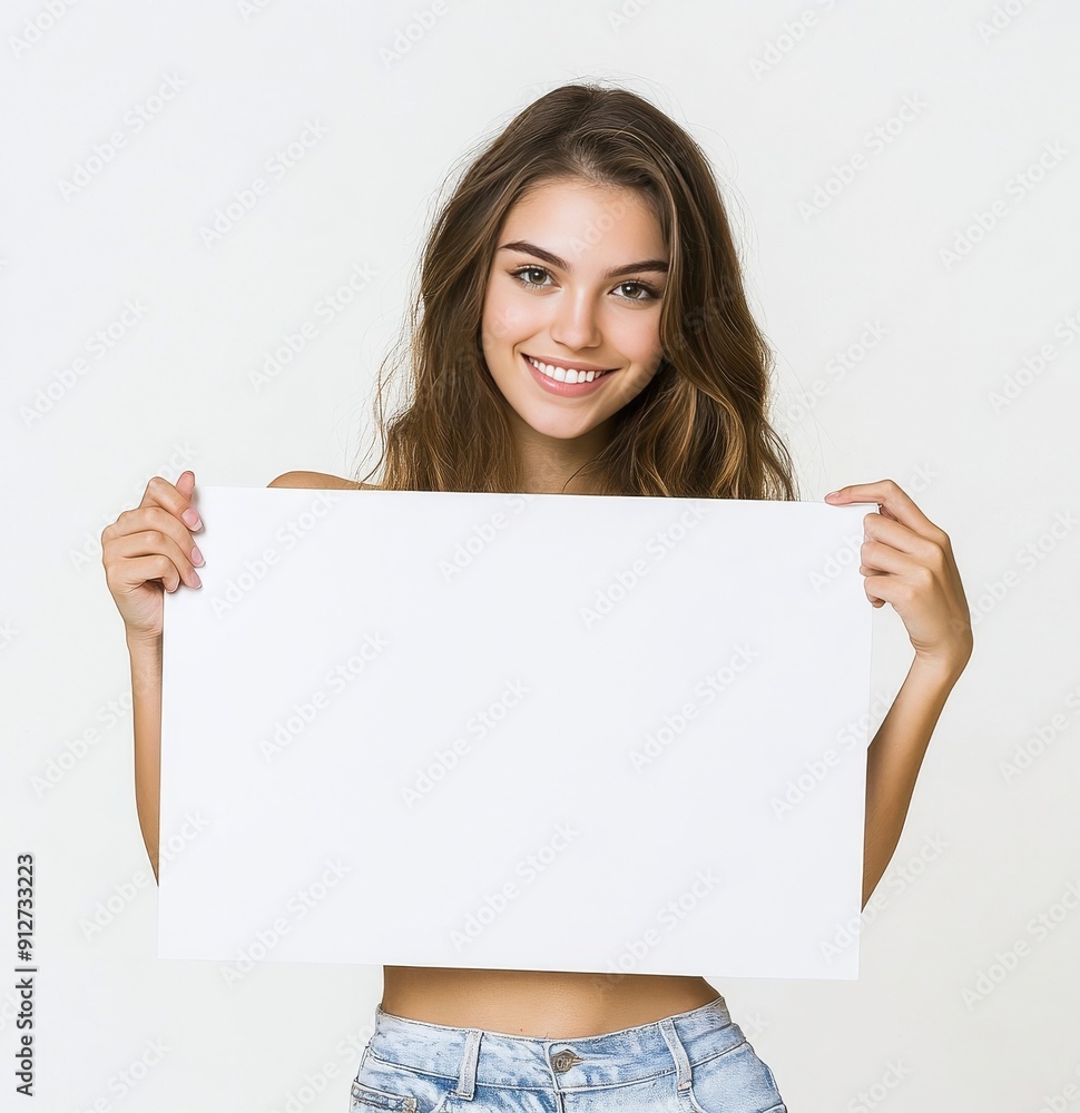 Fototapeta premium woman holding blank board
