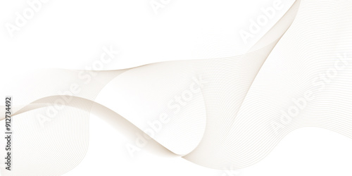Abstract white background with brown flowing wave line. Vector design element