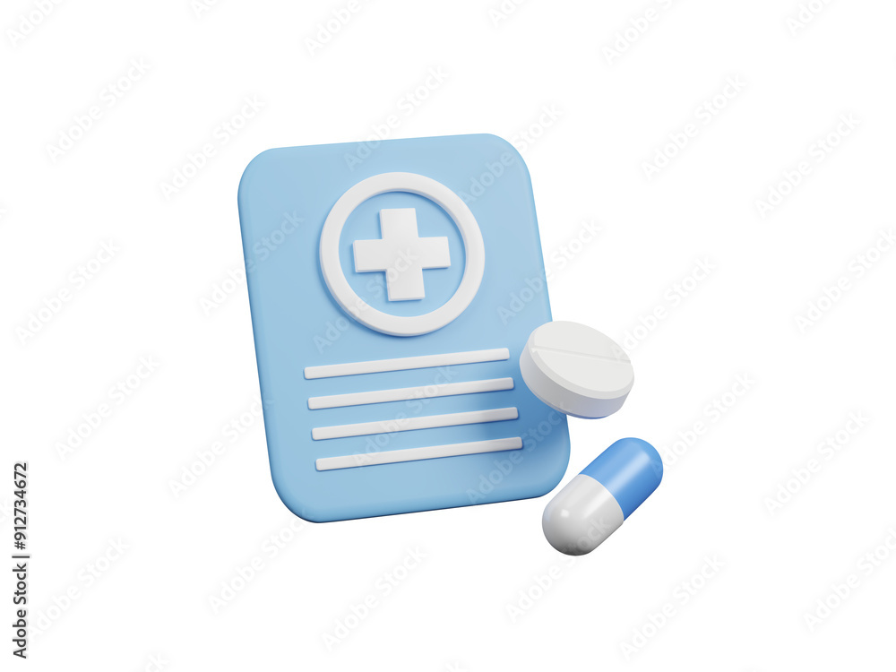 3D form or checklist of first aid drugs for health pharmaceutical. Cartoon minimal of first aid and health care isolated on transparent background. Medical symbol of emergency help. 3d rendering 3D form or checklist of first aid drugs for health pharmaceutical. Cartoon minimal of first aid and health care isolated on transparent background. Medical symbol of emergency help. 3d rendering