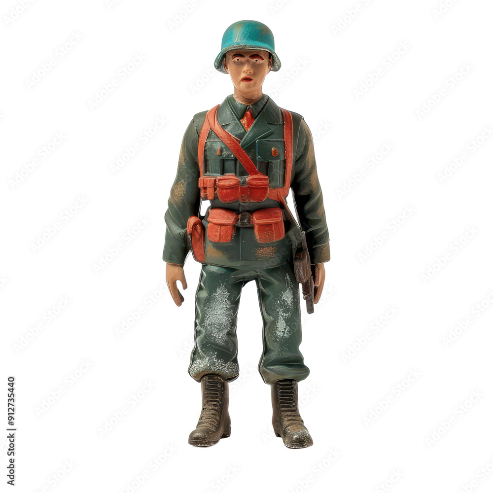 A detailed figurine of a World War II soldier in military uniform, showcasing intricate design and historical accuracy. A detailed figurine of a World War II soldier in military uniform, showcasing intricate design and historical accuracy.