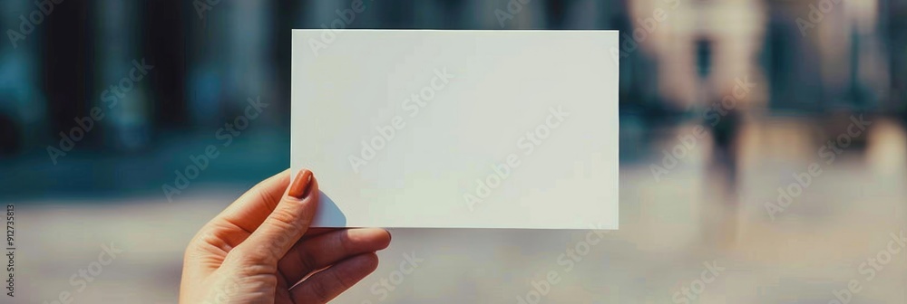 Mockup design template of female hand holding blank card Mockup design template of female hand holding blank card