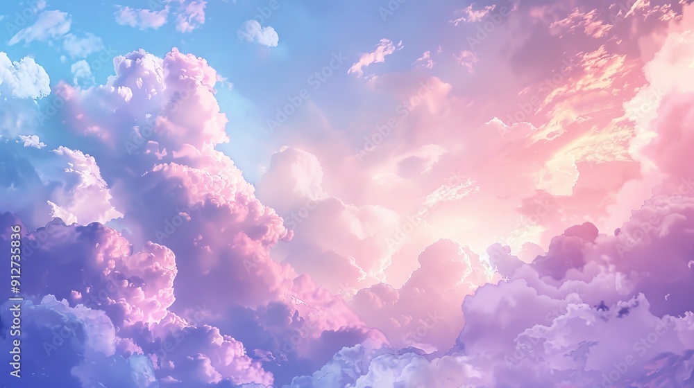 Serene sunset sky with majestic cloud formations Serene sunset sky with majestic cloud formations