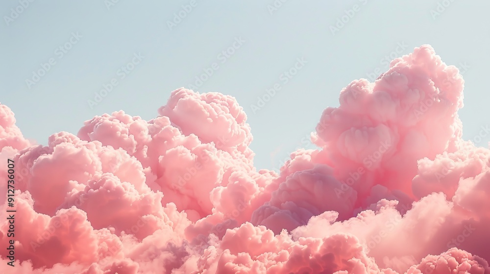 Majestic pink clouds illuminated by soft sunlight glow. Majestic pink clouds illuminated by soft sunlight glow.