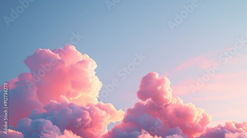 Serene sky with soft clouds glowing in light of dawn photo