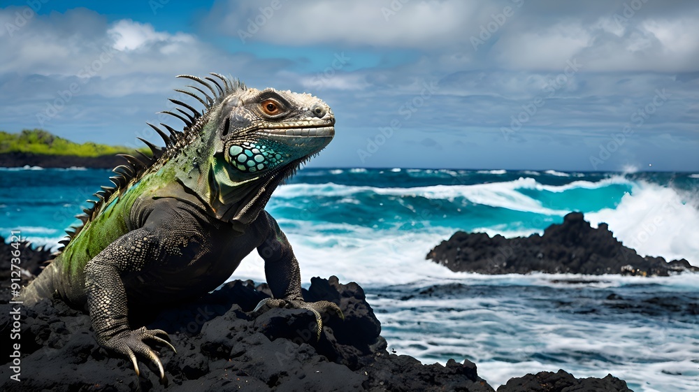 Obraz premium iguana on the beach