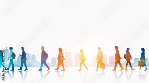 People walking against a light background.