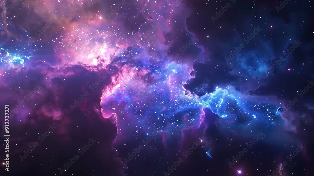 Fototapeta premium Astronomical nebula with cosmic cloud formations in space