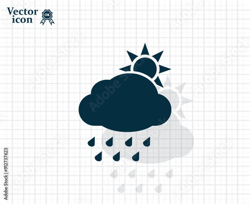 Vector dark color icon with shadow on light checkered background
