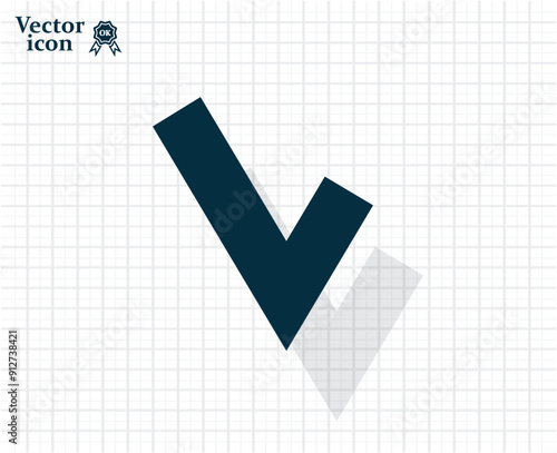 Vector dark color icon with shadow on light checkered background