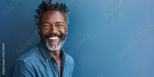 Portrait of an adult man with gray hair on a bright monochromatic background. An emotional person conveying real emotions and feelings. Advertising banner with copyspace.