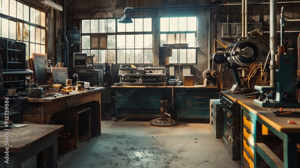 A meticulously arranged artisan workshop bathed in warm sunlight, filled with diverse tools and machines, evoking a sense of creativity and industrious craftsmanship. A meticulously arranged artisan workshop bathed in warm sunlight, filled with diverse tools and machines, evoking a sense of creativity and industrious craftsmanship.