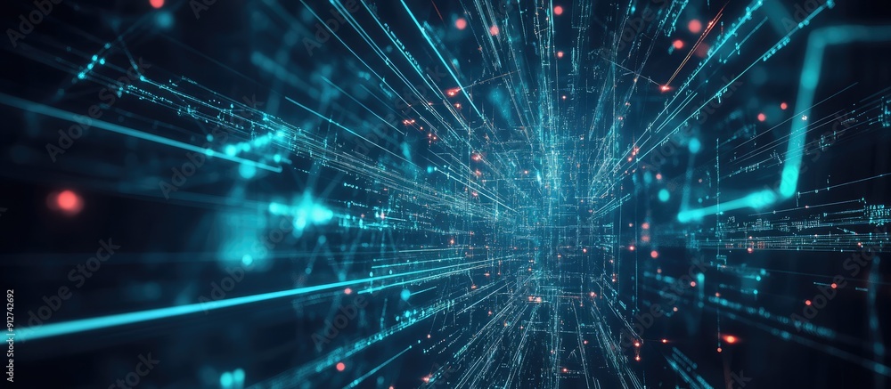 Futuristic digital technology featuring interconnected networks and data visualization background High quality 3D render and illustration Futuristic digital technology featuring interconnected networks and data visualization background High quality 3D render and illustration