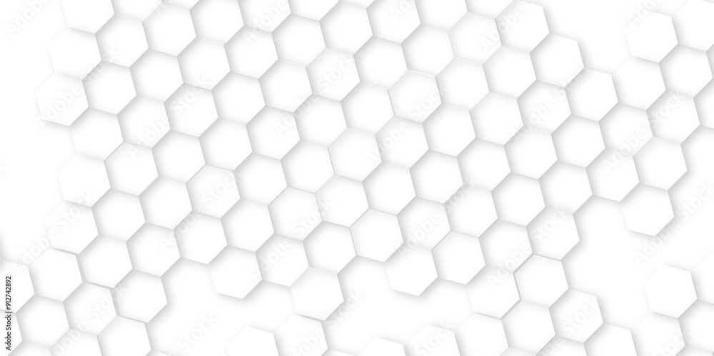 Abstract background with squares. White surface with hexagonal shapes showing on the right sid,Surface polygon pattern with glowing hexagon paper texture, honeycomb white Background ,light and shadow Abstract background with squares. White surface with hexagonal shapes showing on the right sid,Surface polygon pattern with glowing hexagon paper texture, honeycomb white Background ,light and shadow