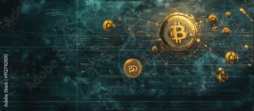 Digital financial technology map illustrating the binary landscape of bitcoin dollar and cryptocurrency highlighting investment opportunities crypto trading and market trends for wealth growth and
