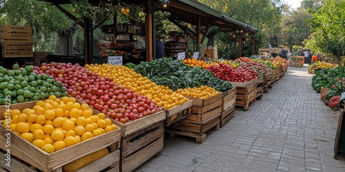 Early morning farmer market setup, Monday morning, fresh and lively