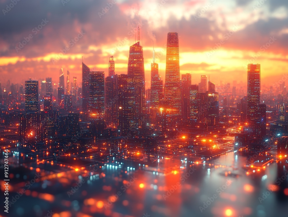 AI-driven cityscape, advanced technology, digital society, futuristic design AI-driven cityscape, advanced technology, digital society, futuristic design