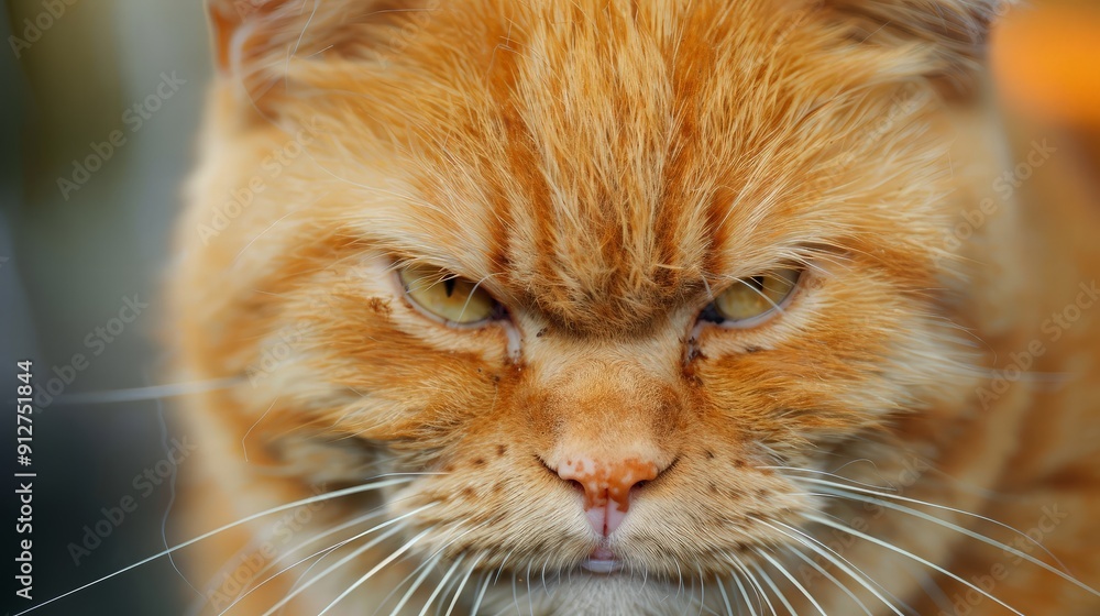 Close-Up Portrait of a Ginger Cat with an Angry Expression Close-Up Portrait of a Ginger Cat with an Angry Expression