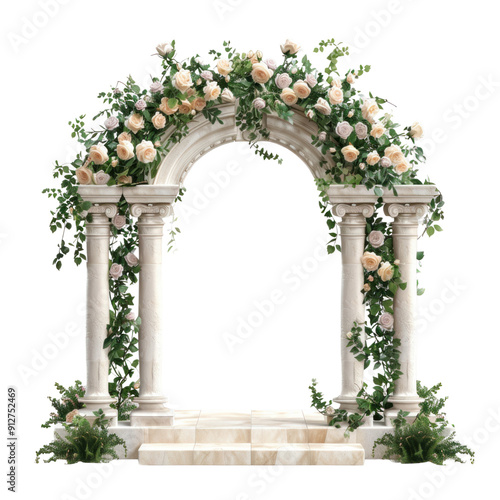 A wedding arch with columns isolated on transparent png