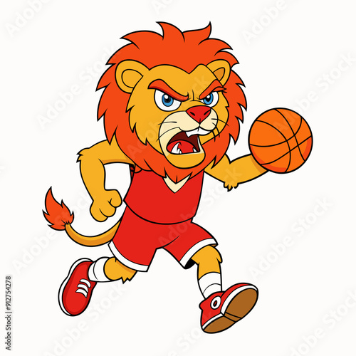 cartoon lion basketball mascot