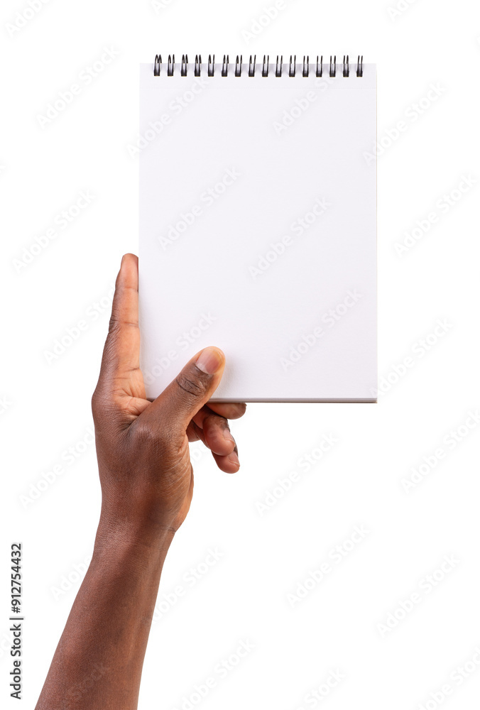 Man holding blank notebook isolated on white background Man holding blank notebook isolated on white background
