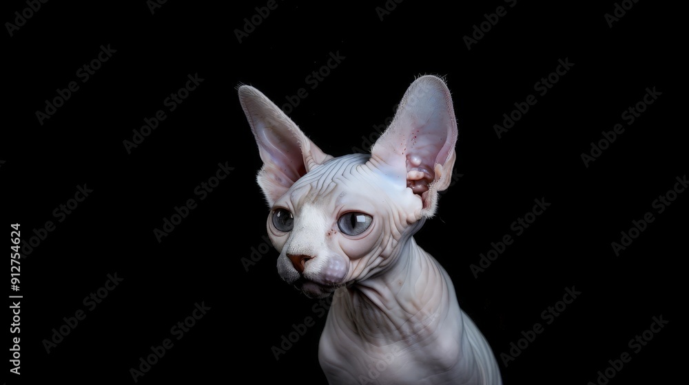 Close-up Portrait of a Sphynx Cat with Striking Blue Eyes Close-up Portrait of a Sphynx Cat with Striking Blue Eyes