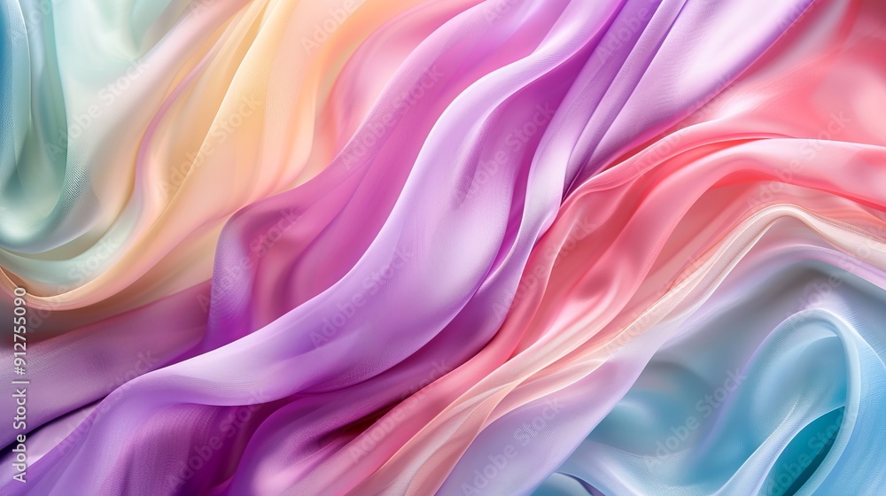 Elegant flowing fabric in vibrant pastel colours Elegant flowing fabric in vibrant pastel colours