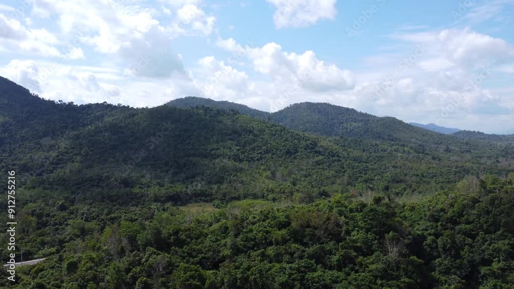 Natural scenery of the mountains and the waters of Riam Kanan in Banjarbaru, South Kalimantan with a background of sky and clouds Natural scenery of the mountains and the waters of Riam Kanan in Banjarbaru, South Kalimantan with a background of sky and clouds