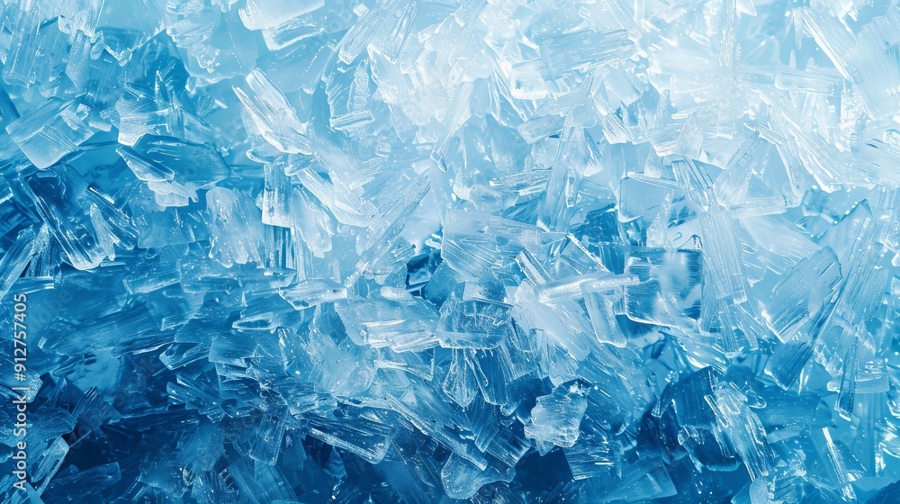 Close-up ice crystals in varying sizes and shapes Close-up ice crystals in varying sizes and shapes