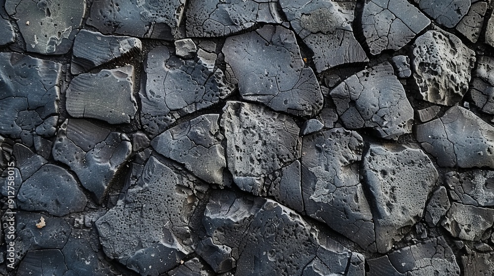 Fototapeta premium Dark cracked stone texture with grey and black tones